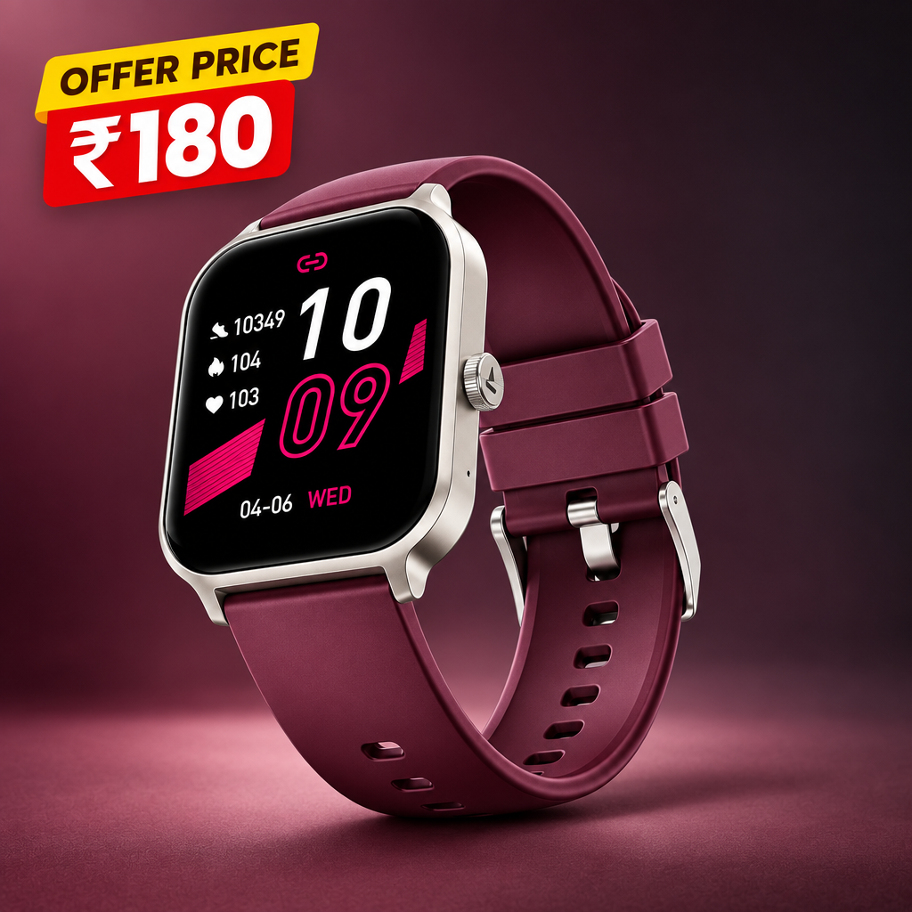 Burgundy-band watch ₹180